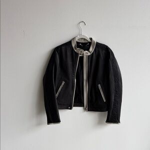 Diesel Black and Cream Leather Jacket